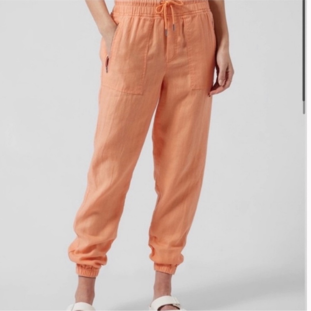 Athleta Cabo Linen Joggers size 4 Peach / Orange